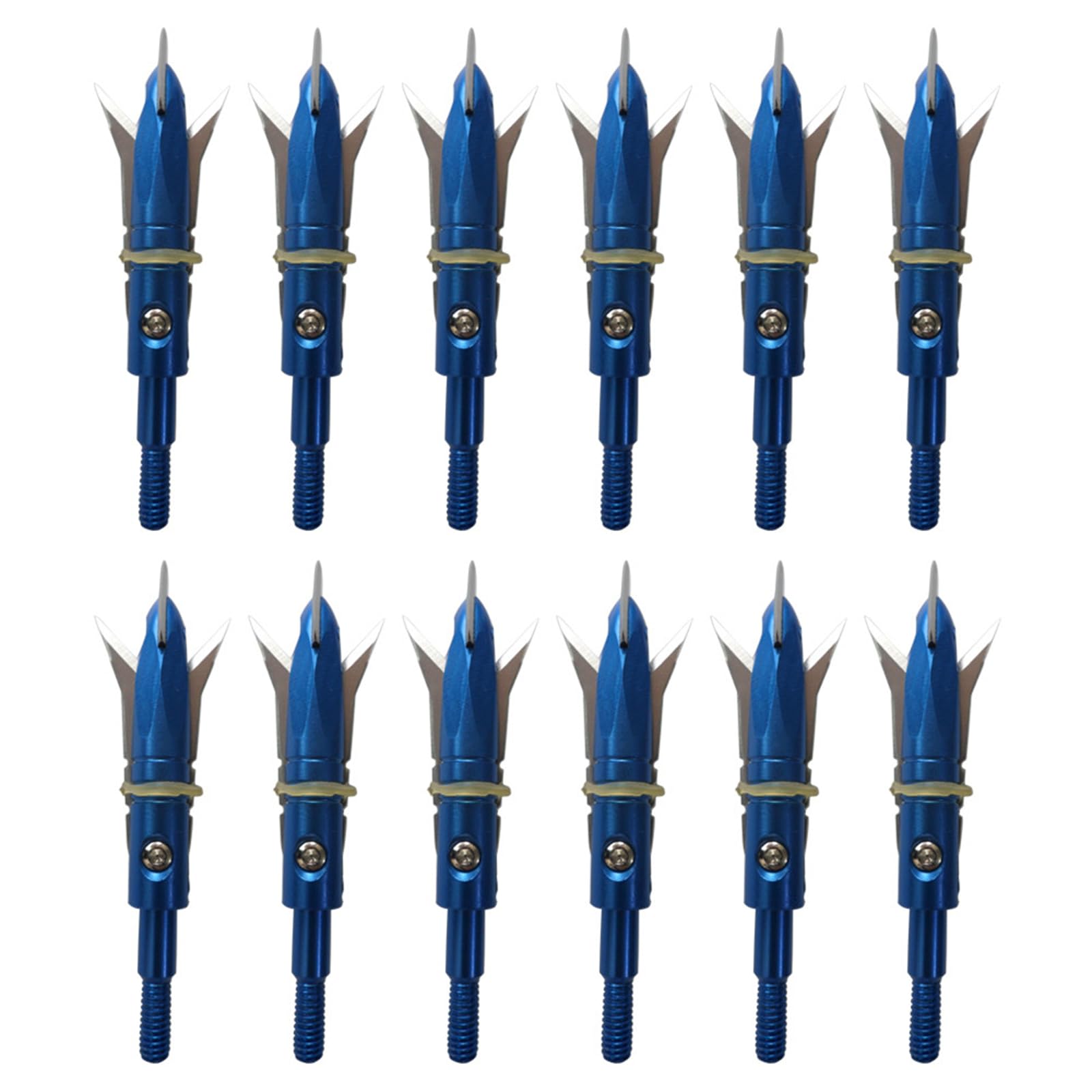Generic 1Dozen Archery Hunting Broadheads 100 Grain Compound Bow Crossbow Arrowheads, Recurve Bow Arrow Point, Blue