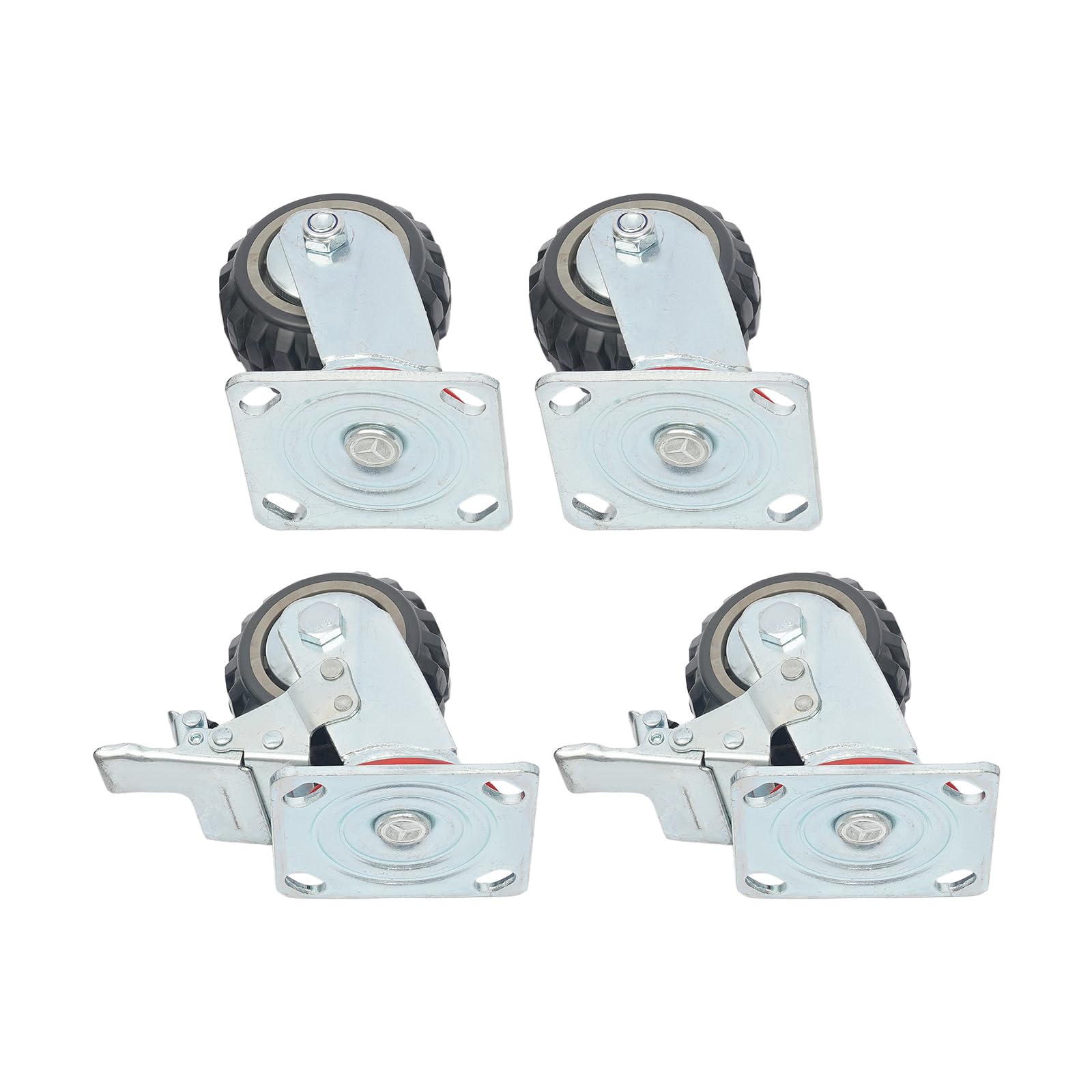 4 ruote per carichi pesanti, ruote da 100 mm con freno, ruote per mobili, ruote girevoli a 360°, 2 ruote girevoli con freno + 2 ruote girevoli, portata 600 kg