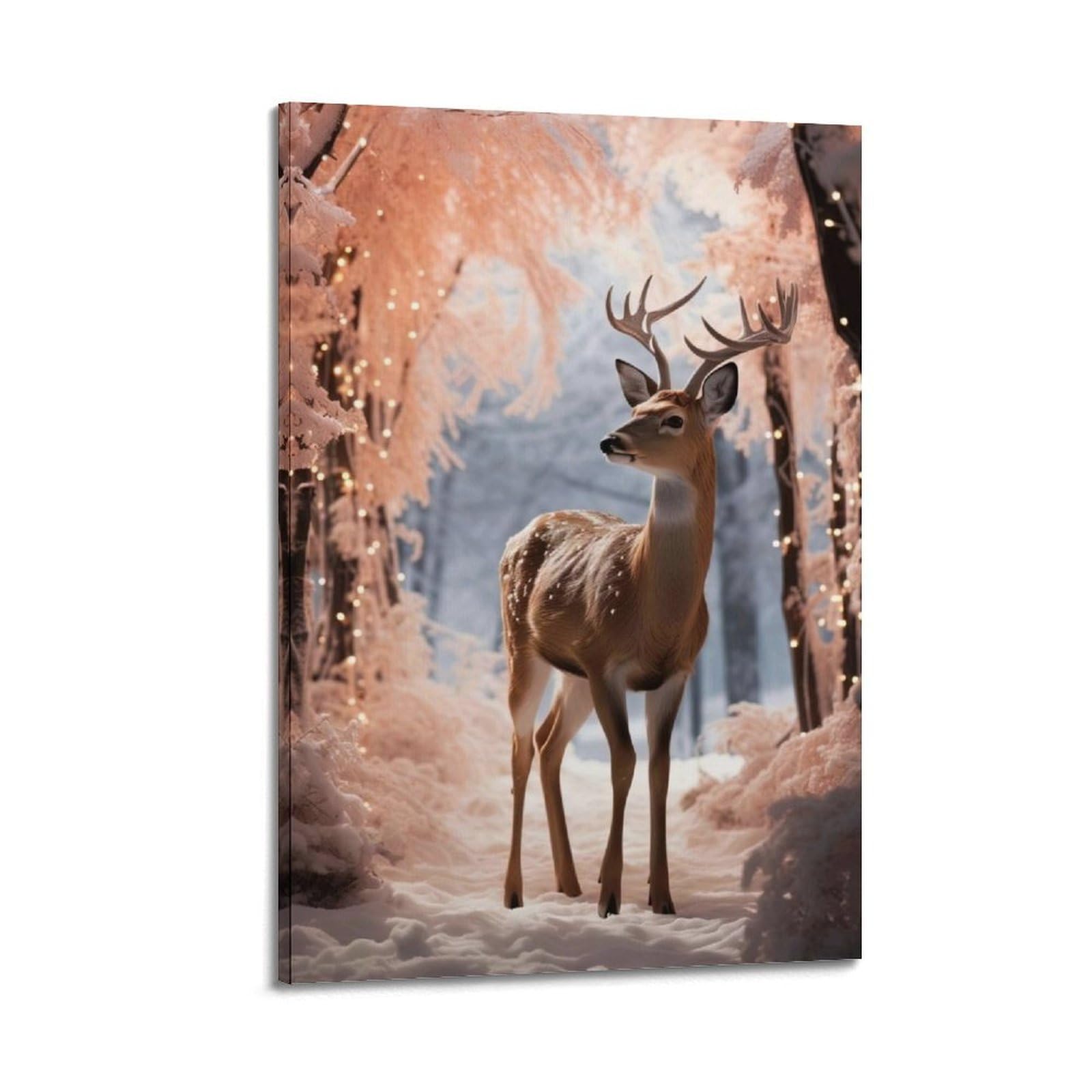 HUIYHB Animal Poster Deer in The Snow Poster Decorative Painting Canvas Wall Posters And Art Picture Print Modern Family Bedroom Decor Posters 24x36inch(60x90cm)