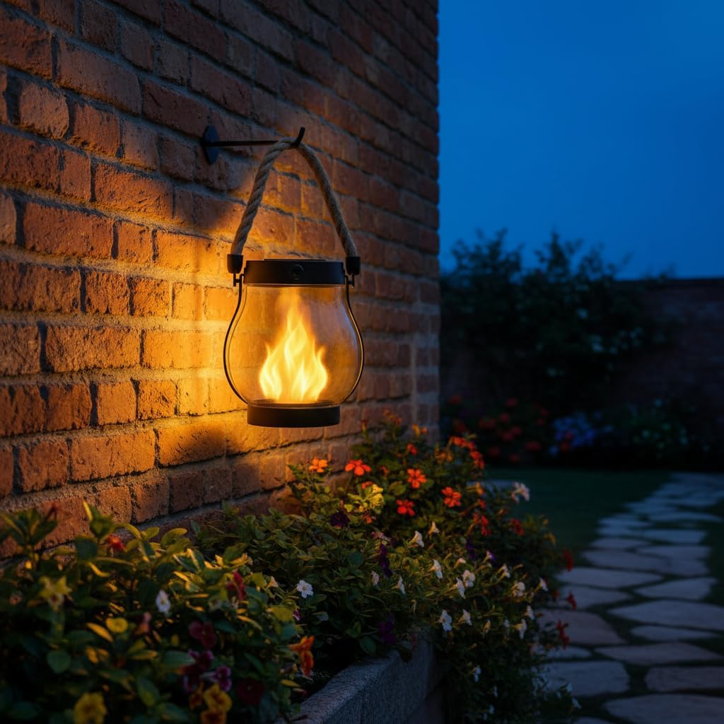 New Solar Tent Hemp Rope LED Flame Lamp Hanging Outdoor Camping Rechargeable USB Garden Decoration Multi-Functional