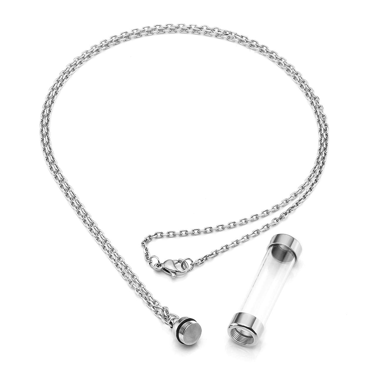 JSDDE Schmuck 2er Memorial Anhänger Halskette Set Paar Kette Urne Anhänger zum öffnen Locket Anhänger Gedank Asche Haare Blume Anhänger mit 24 Zoll Kette