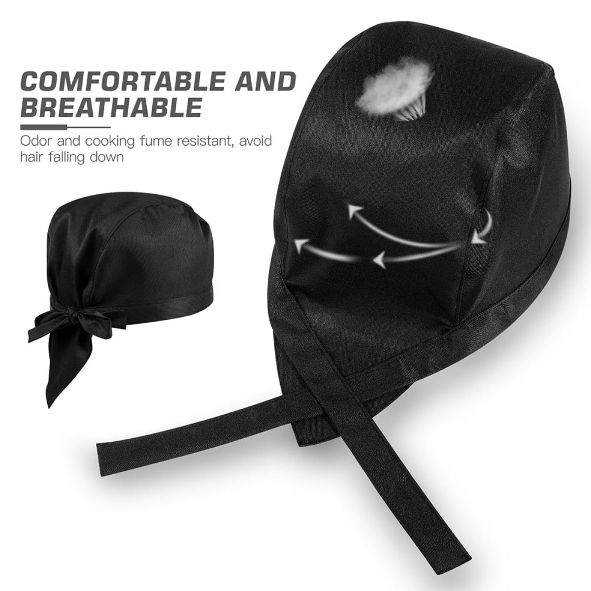Gorro de Chef de Cocina Negro 8 Piezas de Algodón Estilo Japonés Unisex | Cocina y Comedor, Diseño Creativo y Simple, Ajuste al Cuero Cabelludo, Uniforme de Restaurante