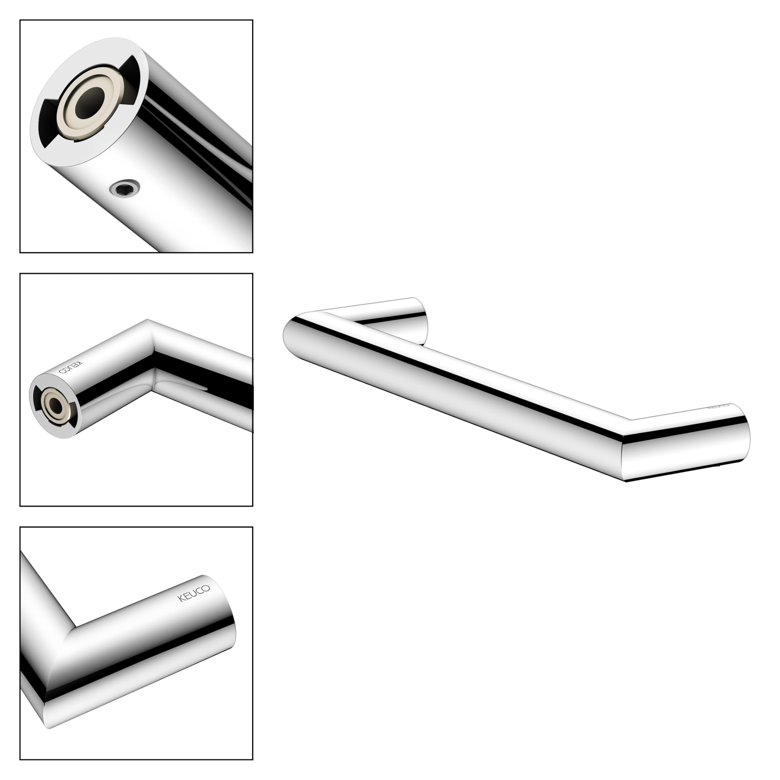 Keuco Reva Asidero 32,8 cm, metal cromado, capacidad de carga hasta 115 kg | Fabricado en Alemania, para una fácil entrada y un agarre estable en bañera y ducha