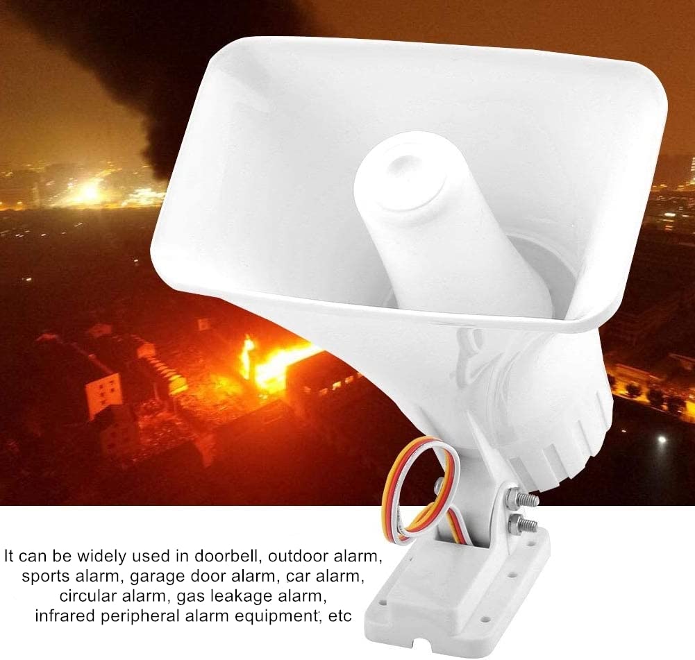 Sirena de bocina de alarma de doble tono con cable, con soporte, sistema de advertencia de voz fuerte de 130 dB para coche, camión, hogar, timbre, seguridad, antirrobo, interior y exterior