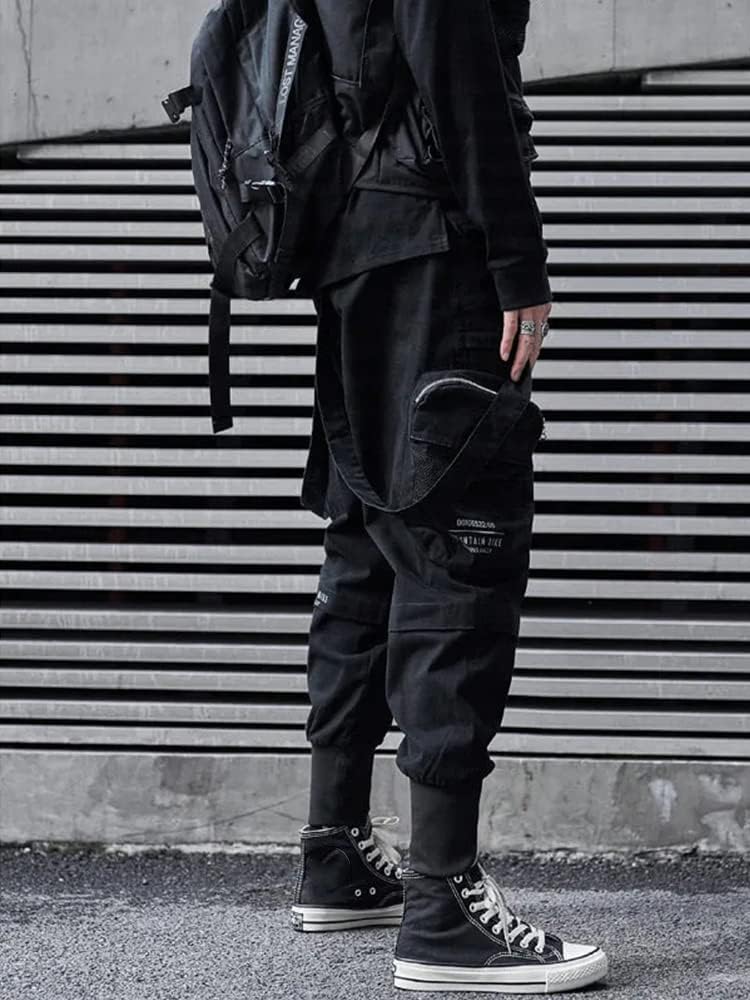 AAPAH Black Cargo Pants Men Techwear Trousers Male Overalls Jumpsuit Korean Streetwear Hip Hop Japanese Cotton