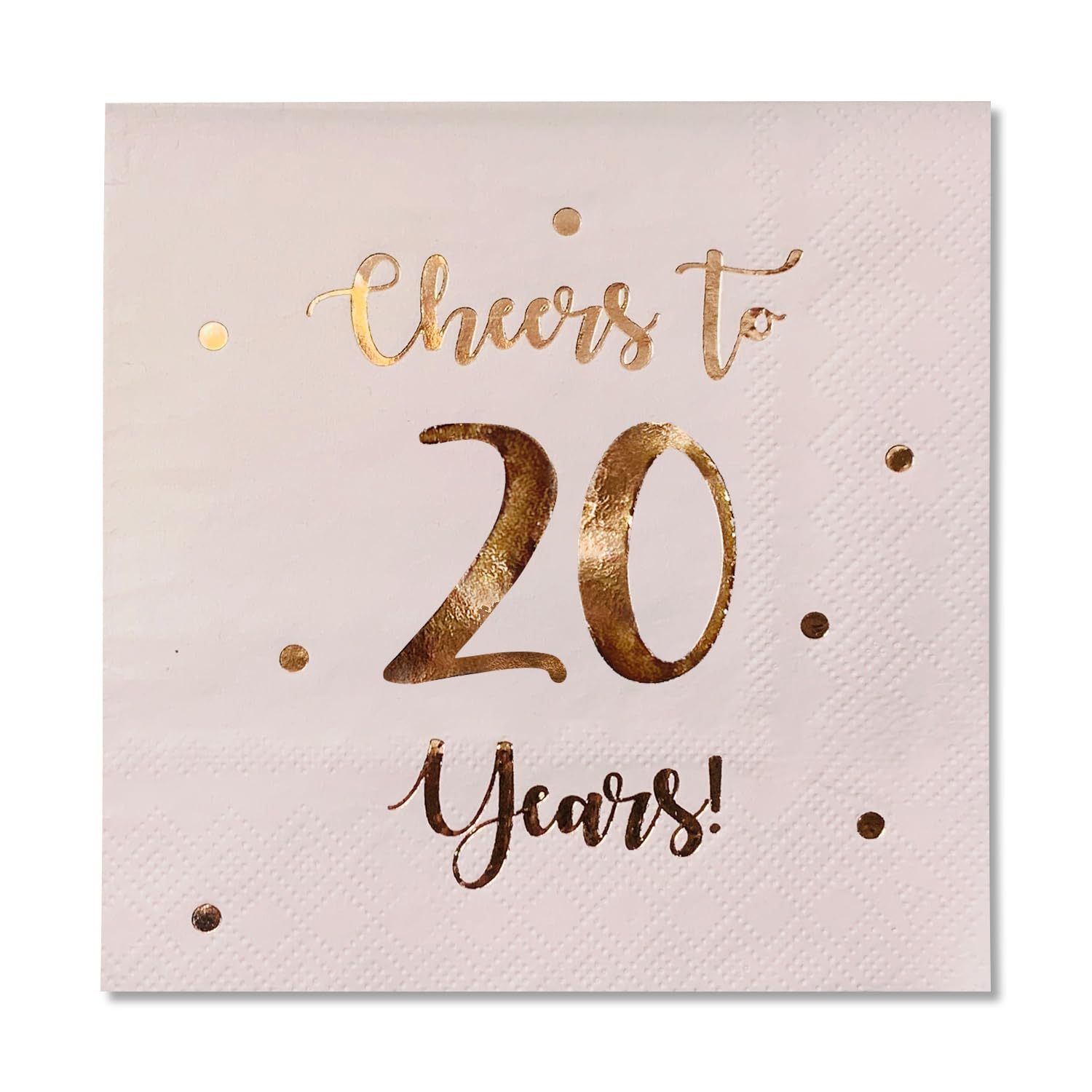 Cheers to 20 Years Cocktail Napkins | Happy 20th Birthday Decorations for Men and Women and Wedding Anniversary Party Decorations | 50-Pack 3-Ply Napkins | 5 x 5 inch folded (Pink)