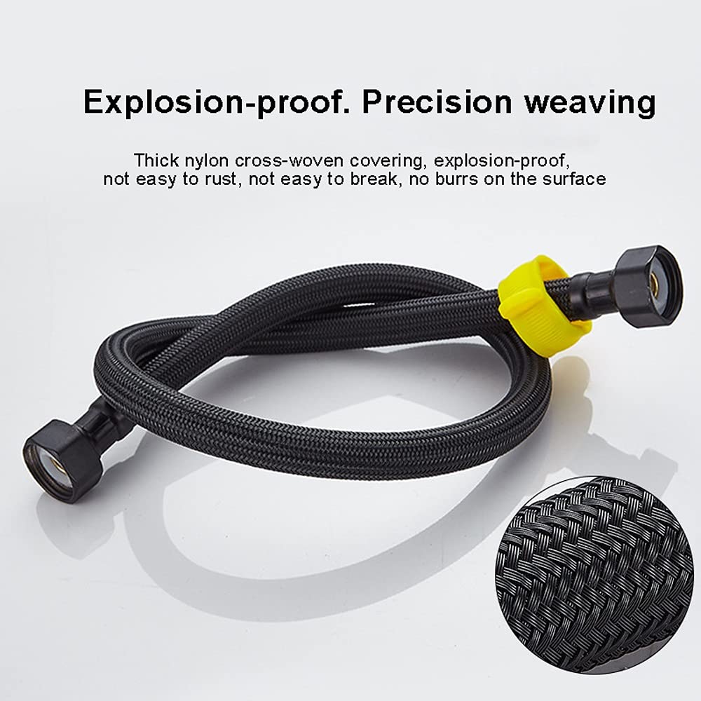 ALYHYB Par de 1/2 "x 1/2" BSP (20-150cm) Cuenca de Cocina Monobloc Mezclador Tubo de capuchón Tubo de Manguera Negro 304 Acero Inoxidable Metal Trenzado Espesado Agua de Agua fría y Caliente Manguera