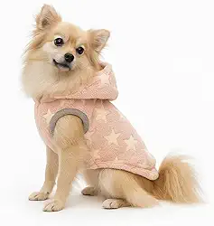 Roupa Pijama Pet Cachorro Gato Animal de Estimação Quentinha Brilha no Escuro Com Touca Confortavel (Fêmea, Pequeno)