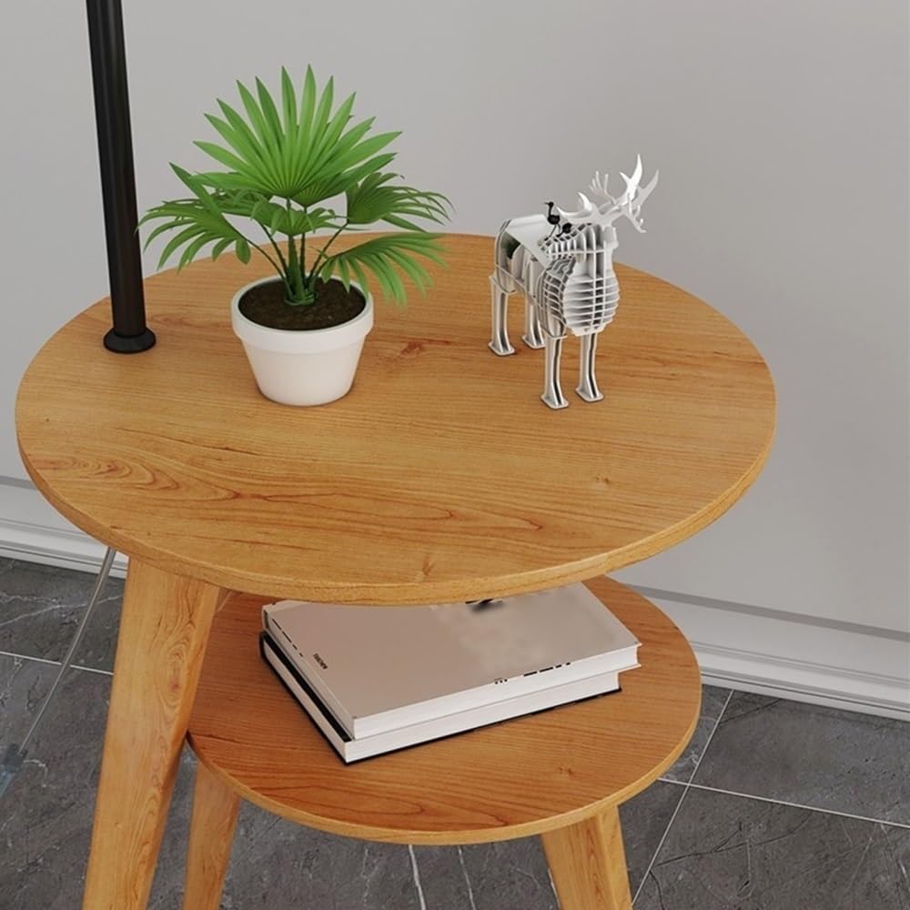 Lampa podłogowa Lampa podłogowa ze stolikiem, drewniana lampa stojąca na stolik nocny/boczny, minimalistyczna lampa podłogowa do dekoracji domu(Wood color)