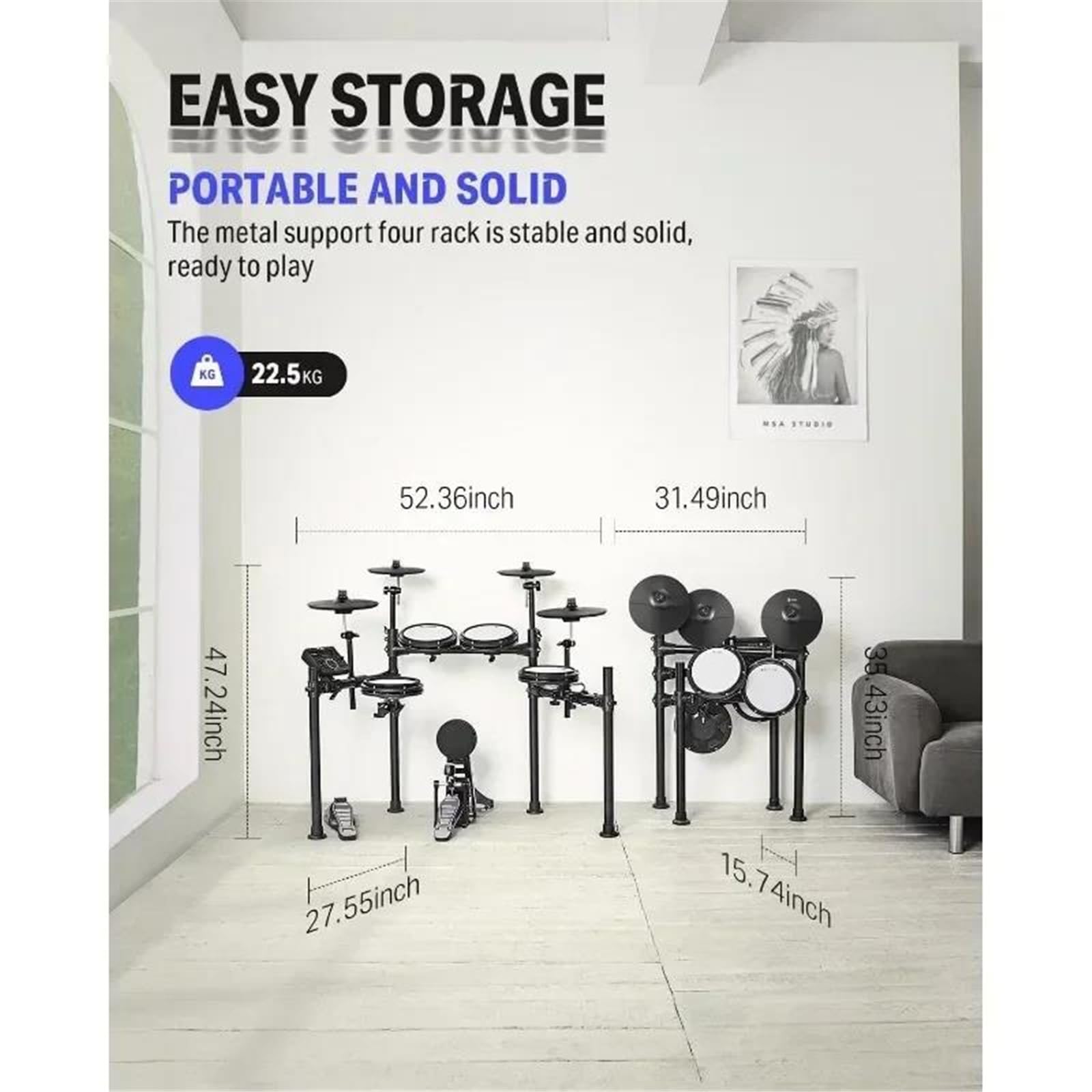 Kit Di Batteria Elettrica Con Pad Silenziosi In Mesh, 2 Piatti Con Strozzatore, 31 Kit E Sgabello Da Oltre 450 Suoni Principianti batteria elettronica