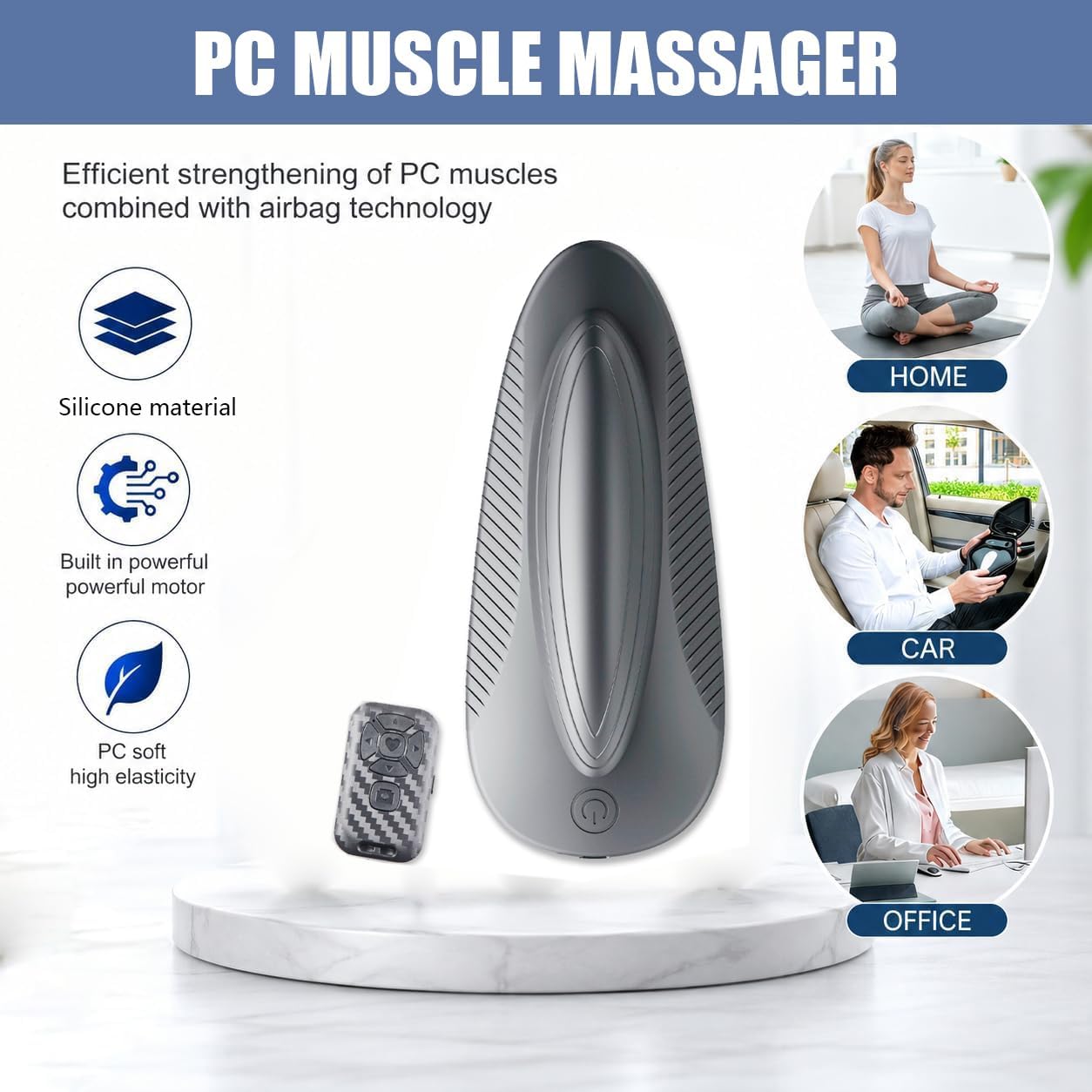 Kegel Exerciser for Men, Sit-On-Top Silicone Kegel Exerciser,Used for Bladder Support Tightening and Muscle Control Training，Home Kegel Exercise Exerciser（Grey）