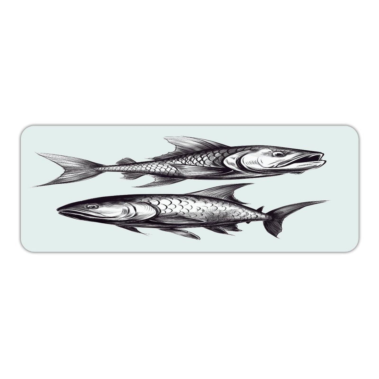 Alfombra de cocina cómoda Sketch Fish antideslizante de 45x120 cm para aliviar tus pies en el suelo