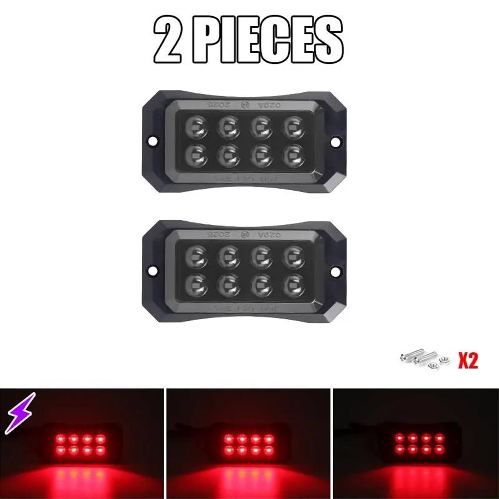 Indicador Intermitente Espejo Retrovisor Luz Indicadora Posición Lateral Para Camión Lámpara Advertencia Para Coche Camioneta Remolque Tractor Furgoneta(8 LED Red)