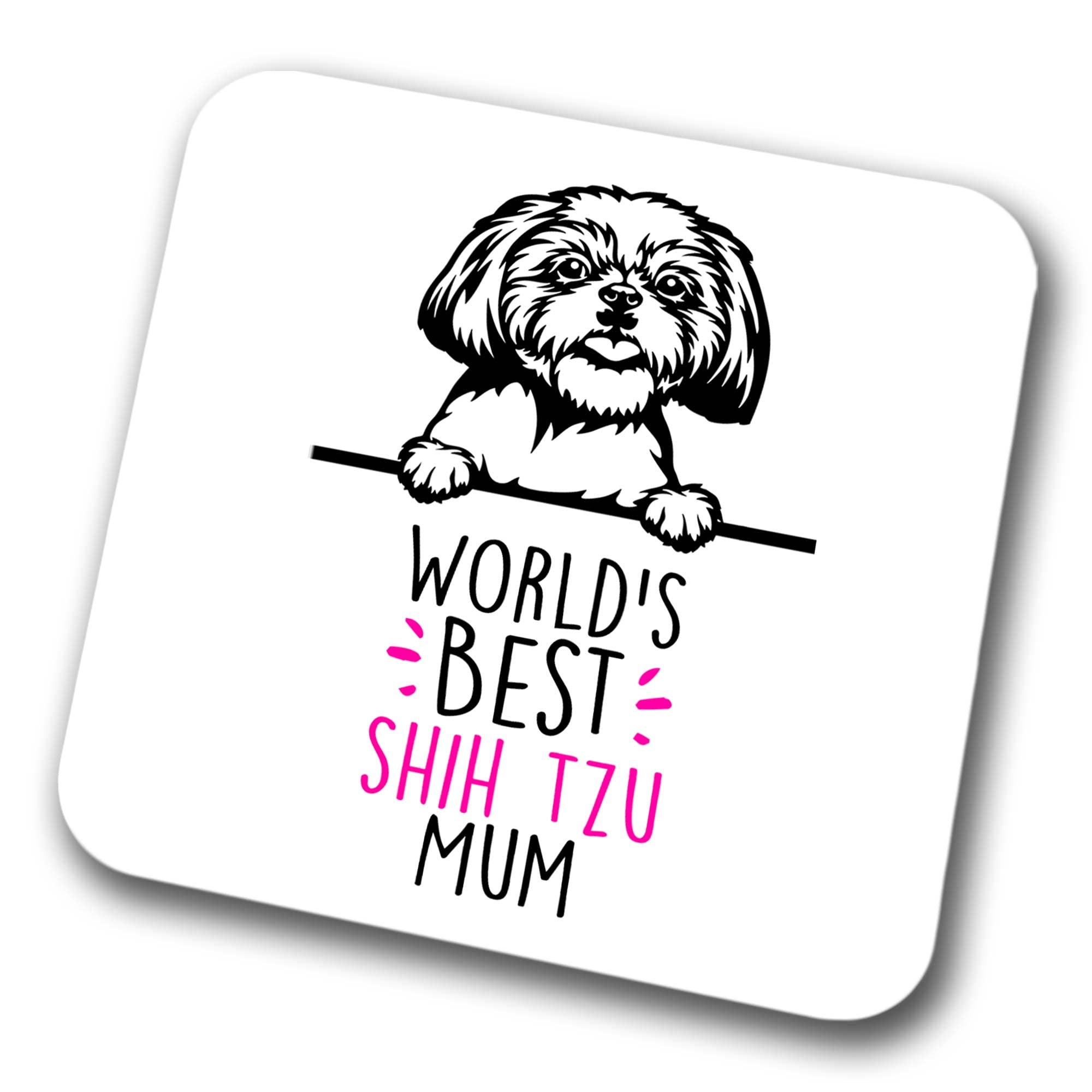 Faithful Prints Boys Shih Tzu World's Best Mum Coaster Dog Mum Shih Tzu Mum Friend Funny Gift For Birthday Christmas, Shih Tzu Coaster