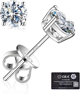 Kosuwo Moissanite Stud Earrings GRA 925 Sterling Silver Earrings for Men 18K White Gold Plating Earrings for Women,wedding earrings(0.3Ct-4Ct)