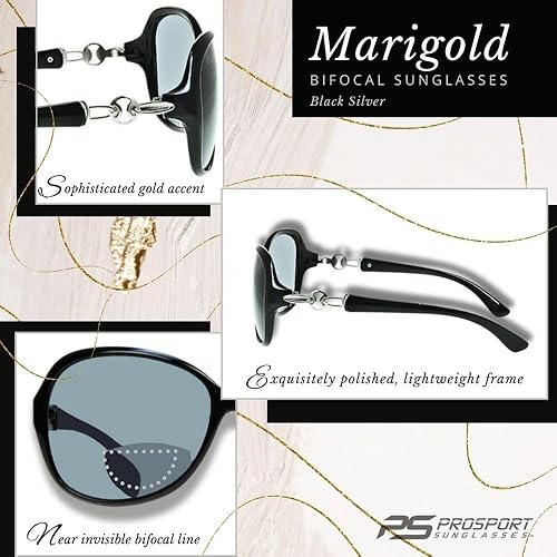 Miniatura 2 de proSPORT Gafas de sol bifocales para mujer, montura de tortuga negra, patillas de acento de metal, montura sexy de gran tamaño +1.50 +2.00 +2.50