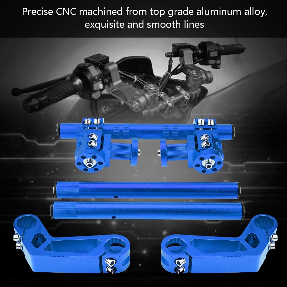 di manubrio regolabile CNC da 7/8" (22 mm) per moto, manubrio in alluminio ricavato dal pieno per pit bike e dirt bike da 125, manubrio rimovibile con regolazione (Blu)