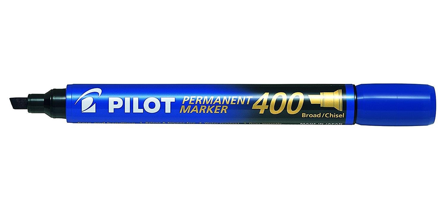 Pilot 400 Series, 4.5mm Chisel Tip Permanent Marker- Blue (Box of 20)