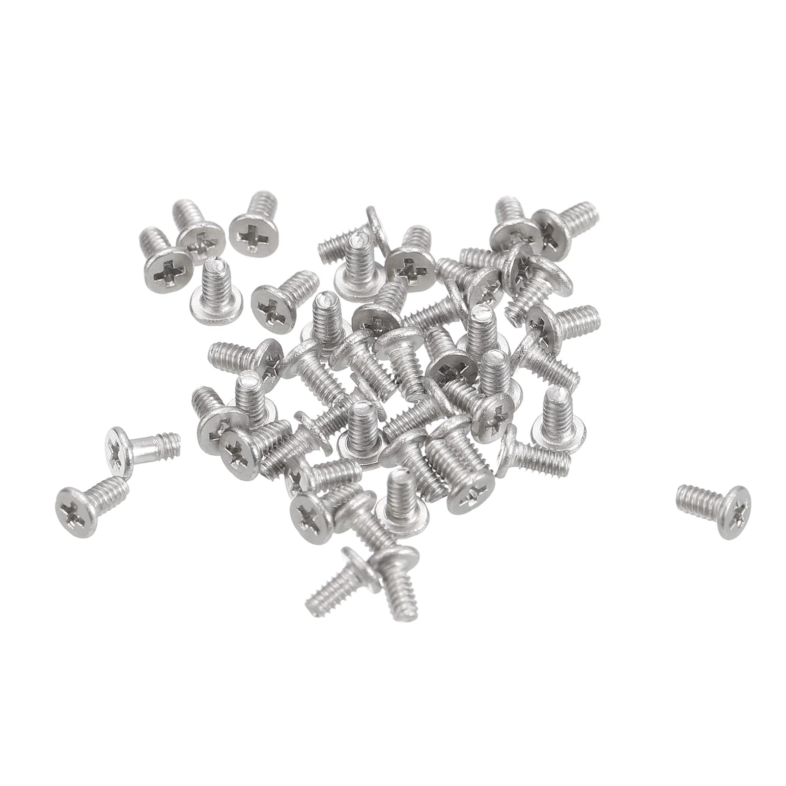 uxcell M1.4-0.3 x 3mm 100Pcs Flat Round Head Screws 304 Stainless Steel Phillips Drive Machine Screws Hardware Fastener for Furniture Connection-image-9