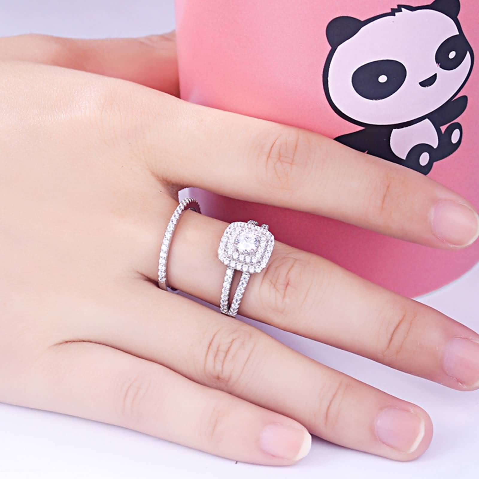 Ehering Damen Silber, Modeschmuck Ringe mit Zirkonia Freund Geschenk Vorhanden Größe 49 (15.6)-62 (19.7)