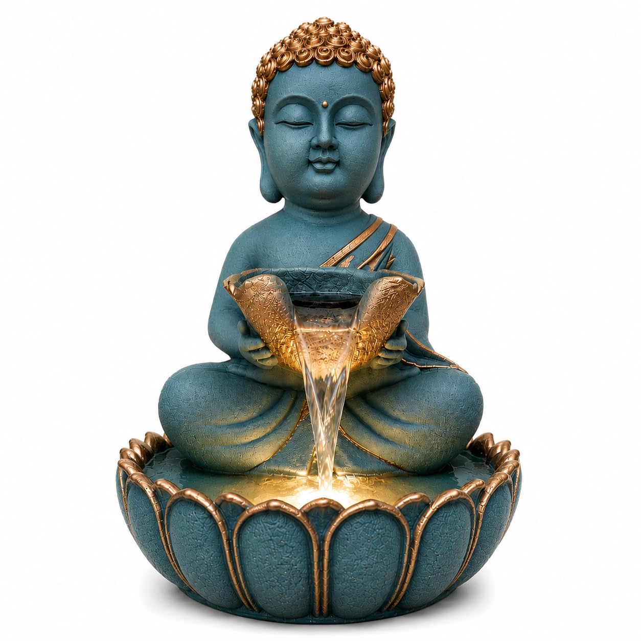 Buddha Water Fountain for Home Decor, 21 Inch Indoor Tabletop Fountain with LED Light & Waterfall, Meditation & Vastu Fountain for Living Room, Office & Entrance,-image-16