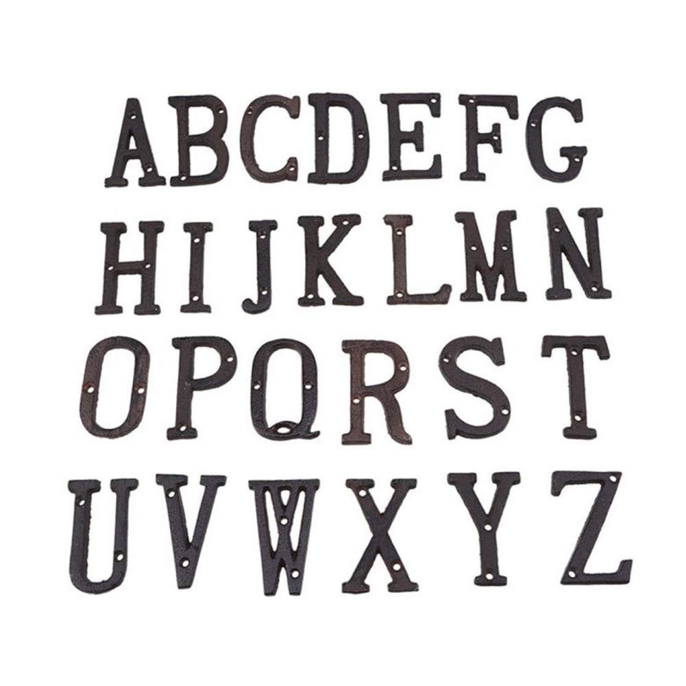 A To Z ?0 To 9 Metal Letters & Numbers Cast Iron Decoration House Sign Doorplate DIY Cafe Wall 8cm Wrought Iron Letter Signs Dormitory Room Number, 1PCS (Color : M)