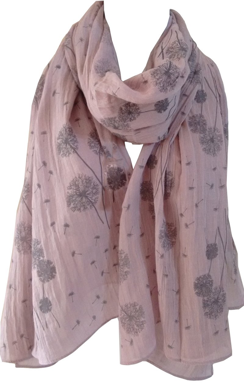 Glamlondon Women's Pink Dandelion Scarf Scatter Dandelions Flower Print Fashion Classy Big Wrap (Pink)