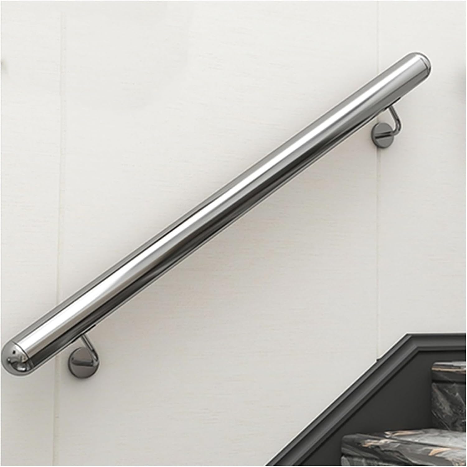 Balustrades Stainless Steel Handrail Stainless Steel Wall Mount Stair Handrail, Custom Anti-Slip Stairway Banister for Outdoor Indoor Stairs Loft Porch(350cm(11.5ft))