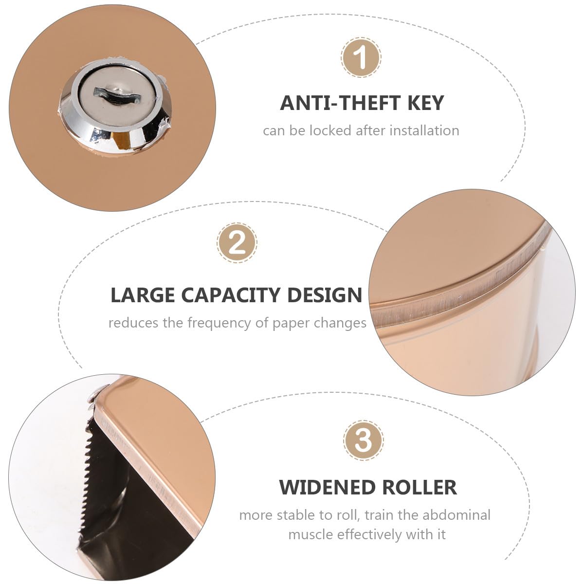 Distributeur Rond Papier Acier Hygiénique en Mural de Inoxydable Design Moderne, pour Salle de Bain et Toilettes