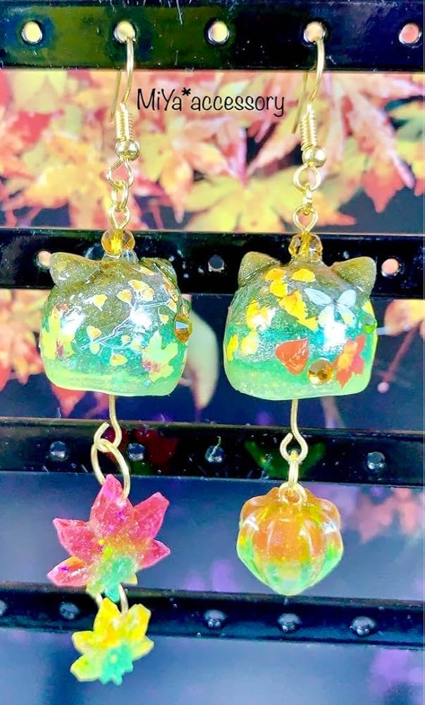 マット　にゃんこ♡風鈴風　ヨーヨー　ピアス/イヤリング✩.*˚ 色が選べる☆にゃんこヨーヨーピアス・イヤリング イヤーカフ 選べる