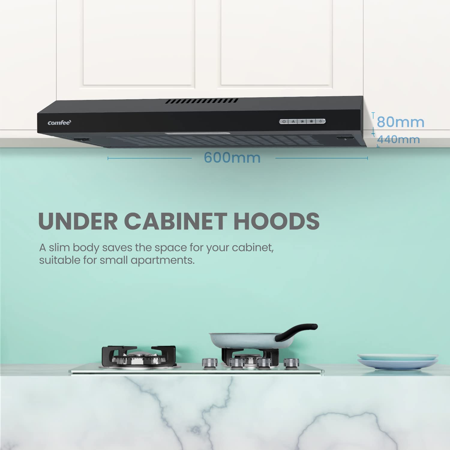 Buy COMFEE' 60 cm Visor Cooker Hood SLIF17B60 LED Extractor Hood Under