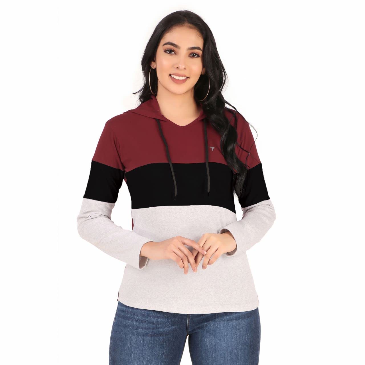 Women's Slim Fit Full Sleeve Cotton Hoodie T-Shirt-image-13
