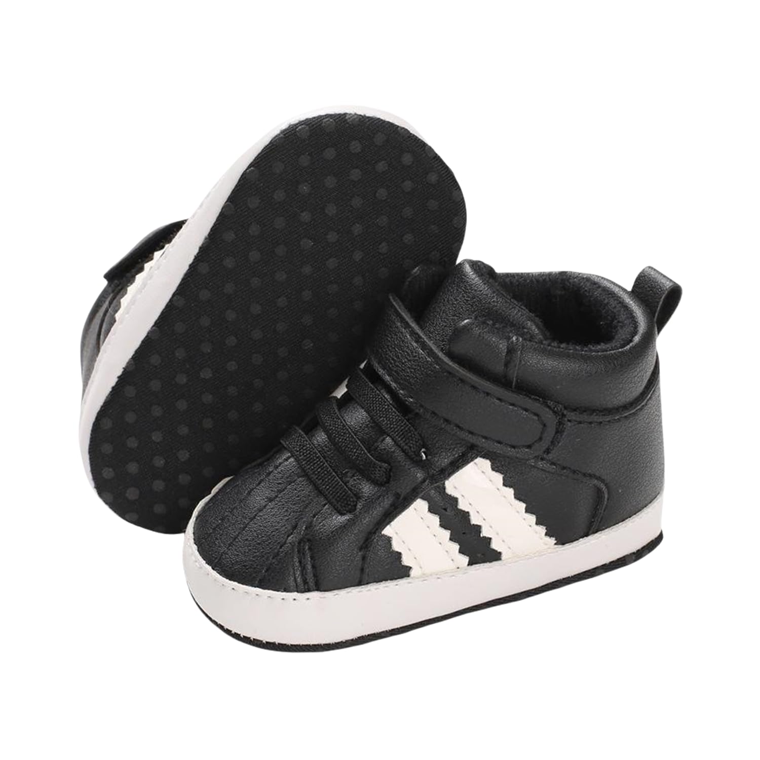 Babelvit Infant Baby Boys Girls Sneakers Newborn PU Leather Soft Non Slip Sole Hook Loop Casual High Top Crib Shoes Toddler Unisex Prewalker First Walkers Shoes