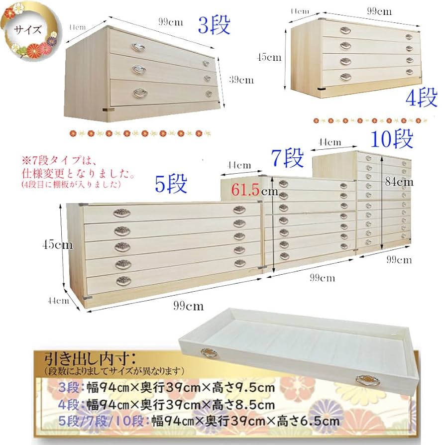 花*花様 着物箪笥　定価約400万最高級　桐の和ダンス　三つ　黒檀 楽天市場】［9日まで5%OFF＆P5］ かぐら | 4段 桐たんす 幅99cm