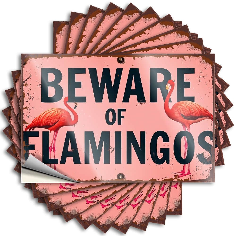 Lettering Sticker Funny Decor Peel and Stick - Beware of Flamingos Bottle Bookish Waterproof Vinyl for Motorcycle(12X18CM)