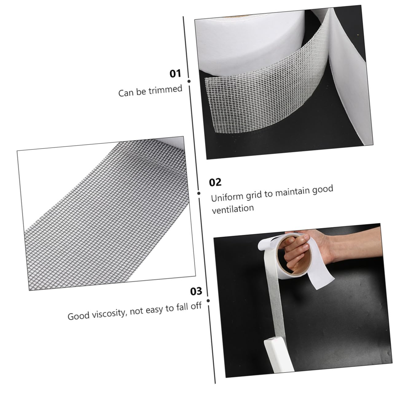 WOONEKY Window Screen Repair Tape Mesh Adhesive Patch for Door Curtain Mesh for Home Use