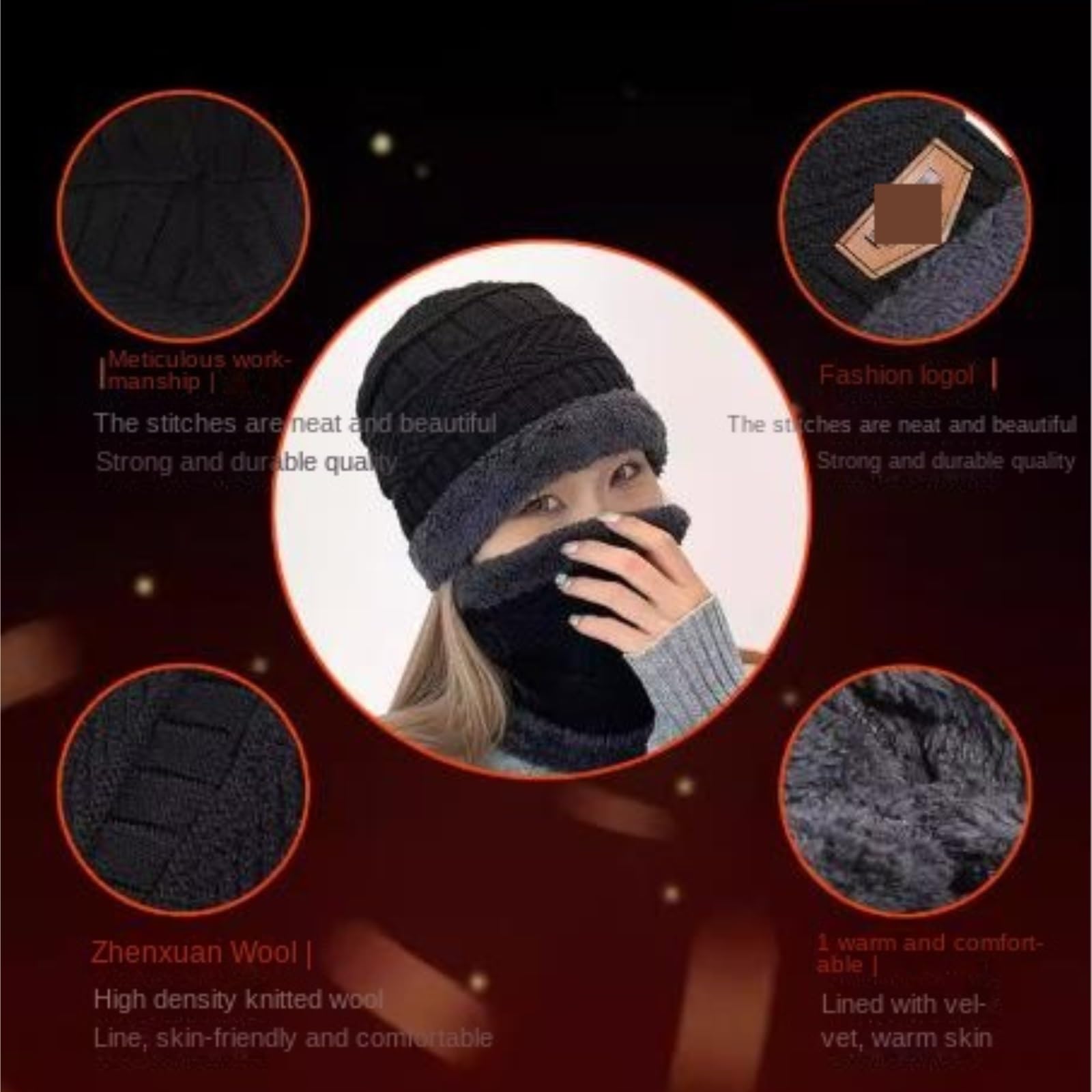 Czapka Szalik RęKawiczki Męski Zimowy Komplet Składający Się Z Szalika I Rękawiczek Podszewką Polaru Zapewniającą Ciepło Zestaw(Bruin)