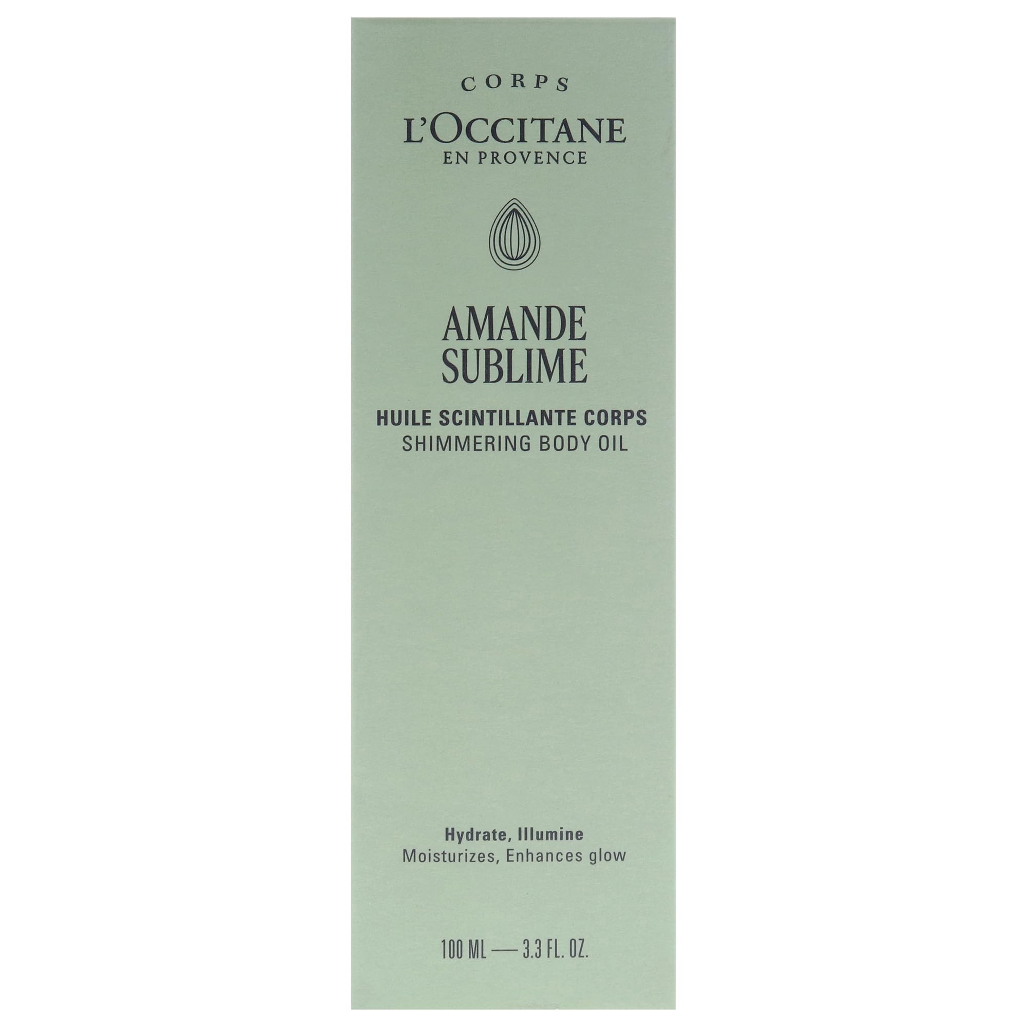 L'Occitane Badem Işıltılı Vücut Bakım Yağı, Altın Rengi Işıltı, Tatlı Badem Yağı İçeren Besleyici ve Nemlendirici, 100 ml
