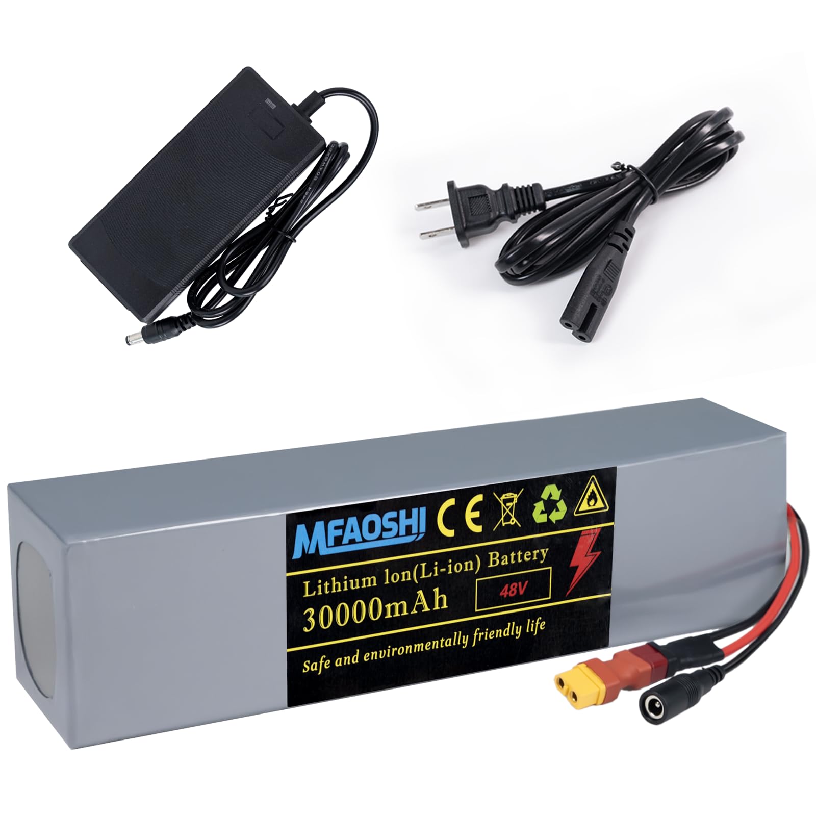 Ebike Battery Pack, 48V 30Ah Lithium Battery Unit with 2Ah Charger, BMS Protection for 0-1500W Motors, Electric Bicycle Ebike and Scooter