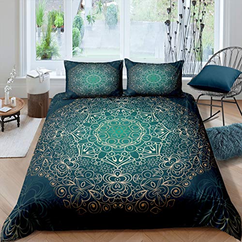 Homemissing Boho Mandala Housse de Couette Bohème Style Literie Ensemble Fille Enfants décoration Fleurs Exotiques Parure de Lit 240x260cm Femmes Mode Or...