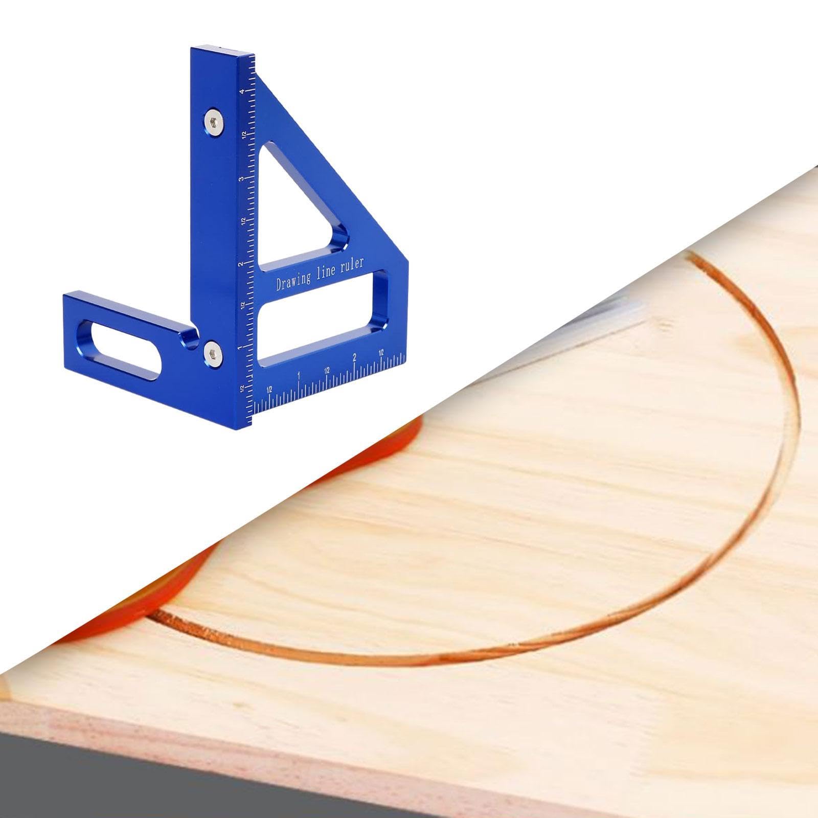 Baoblaze Multi-Angle Measuring Ruler 45/90 Degree Ruler High Precision Square Protractor Triangle Ruler for Woodworking Carpenter DIY, Inch Blue, 8.5x7.9x11.2cm