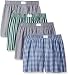 Tommy Hilfiger Men's Underwear 4 Pack Cotton Classics Woven Boxers,  Juniper/Carbon/Green Multi,  Large
