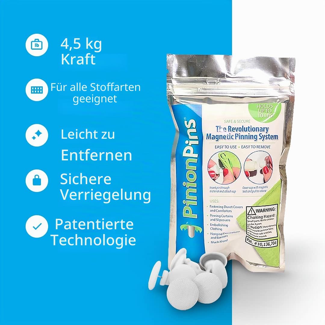 Pinion Pins Magnetische Bettdeckenclips mit Magnetschlüssel für einfaches Entfernen, 16 Stück, BettdeckenVerschlüsse, die sicher verschließbar sind und bis zu 4,5 kg halten
