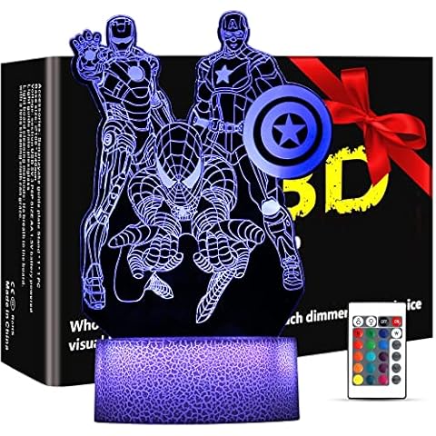 Xpassion 3D LED Night Lights Super Spider Man Hero 16 Colors Auto Changing Illusion Lamp Table Desk Decor Light with Remote Control for Kids Christmas Halloween Birthday Cover