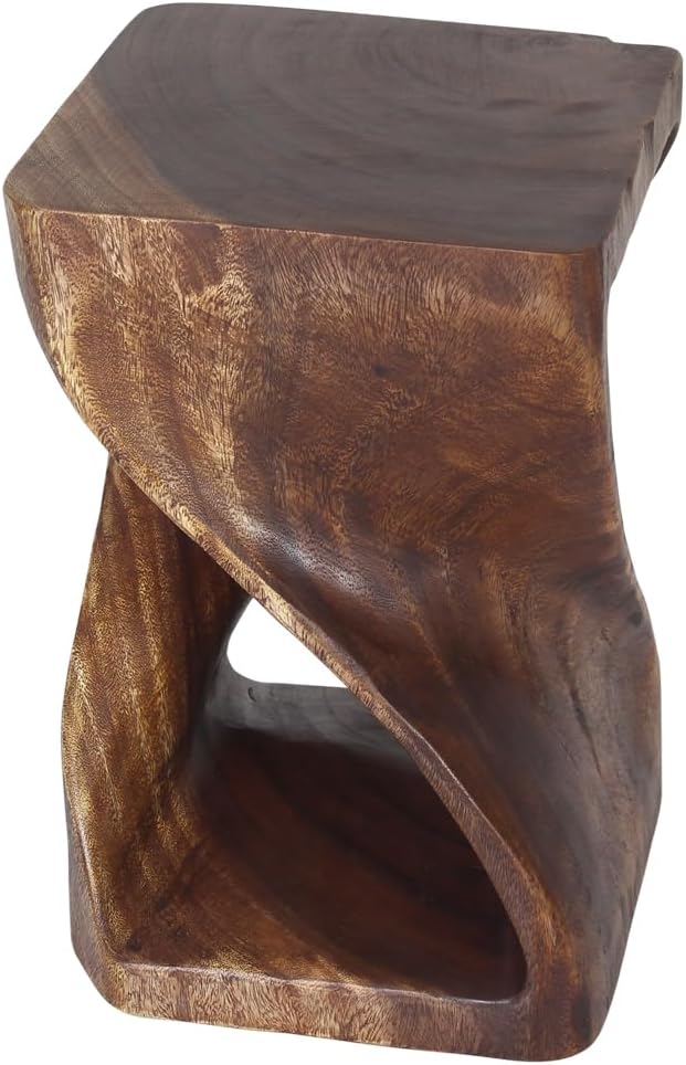 Haussmann® Original Wood Twist Stool 12 X 12 X 18 in High Mocha Oil