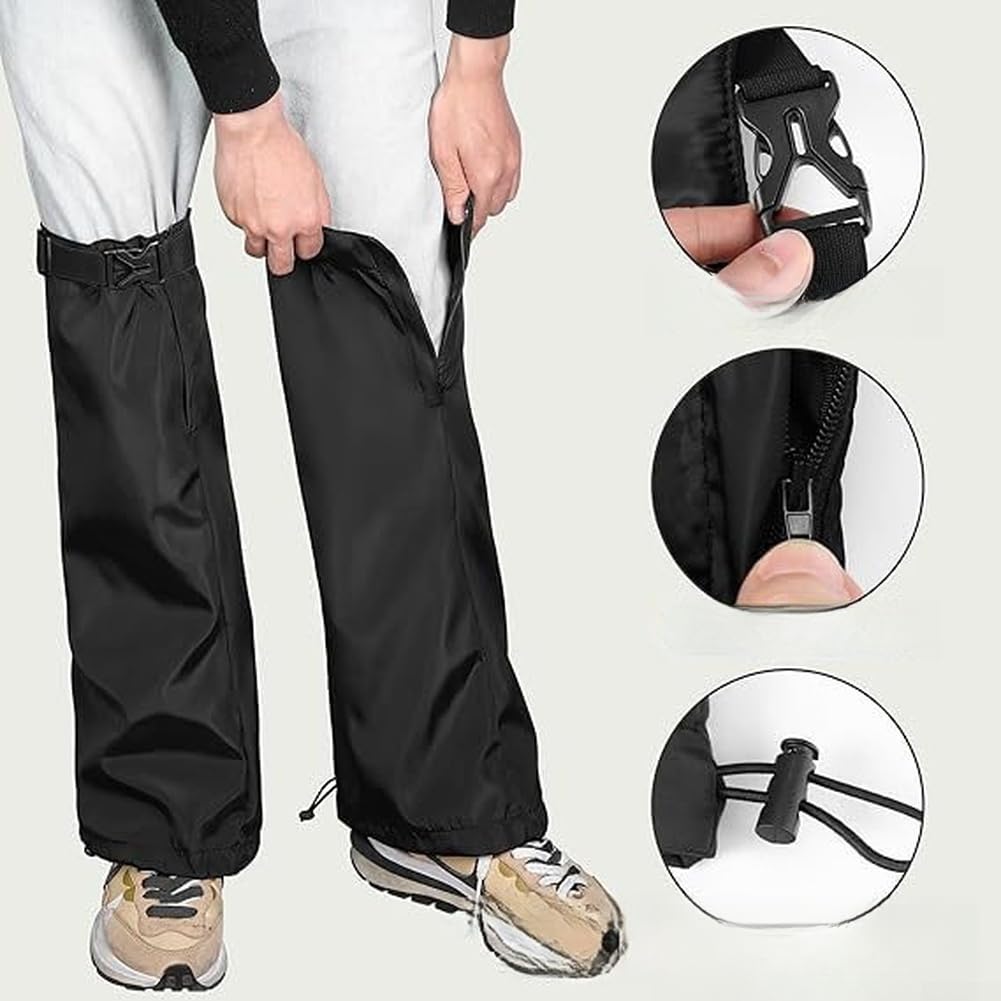 Protectores de patas de jardín ajustables para recortadora de cuerdas, cepillo para comer, trabajo de granja, para equipo de seguridad, tela Oxford negra, escudo impermeable con costuras reforzadas