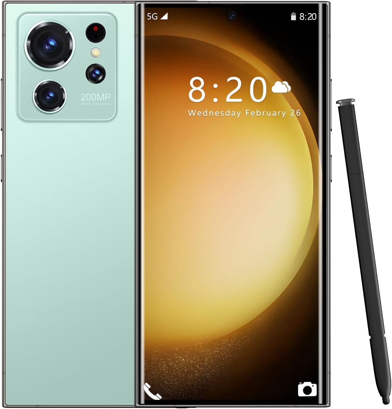 C24 Ultra Unlocked Cell Phones 5G Smartphone Android 13 Cell Phones Snapdragon 8Gen2 8GB+256GB 6.8″ HD Screen 24MP+50MP 6800 mAh Long Battery (Cyan)