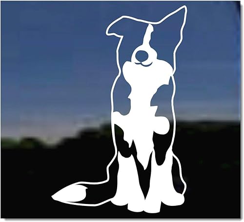 Pegatina de vinilo para ventana de perro Sitting Border Collie | NickerStickers®