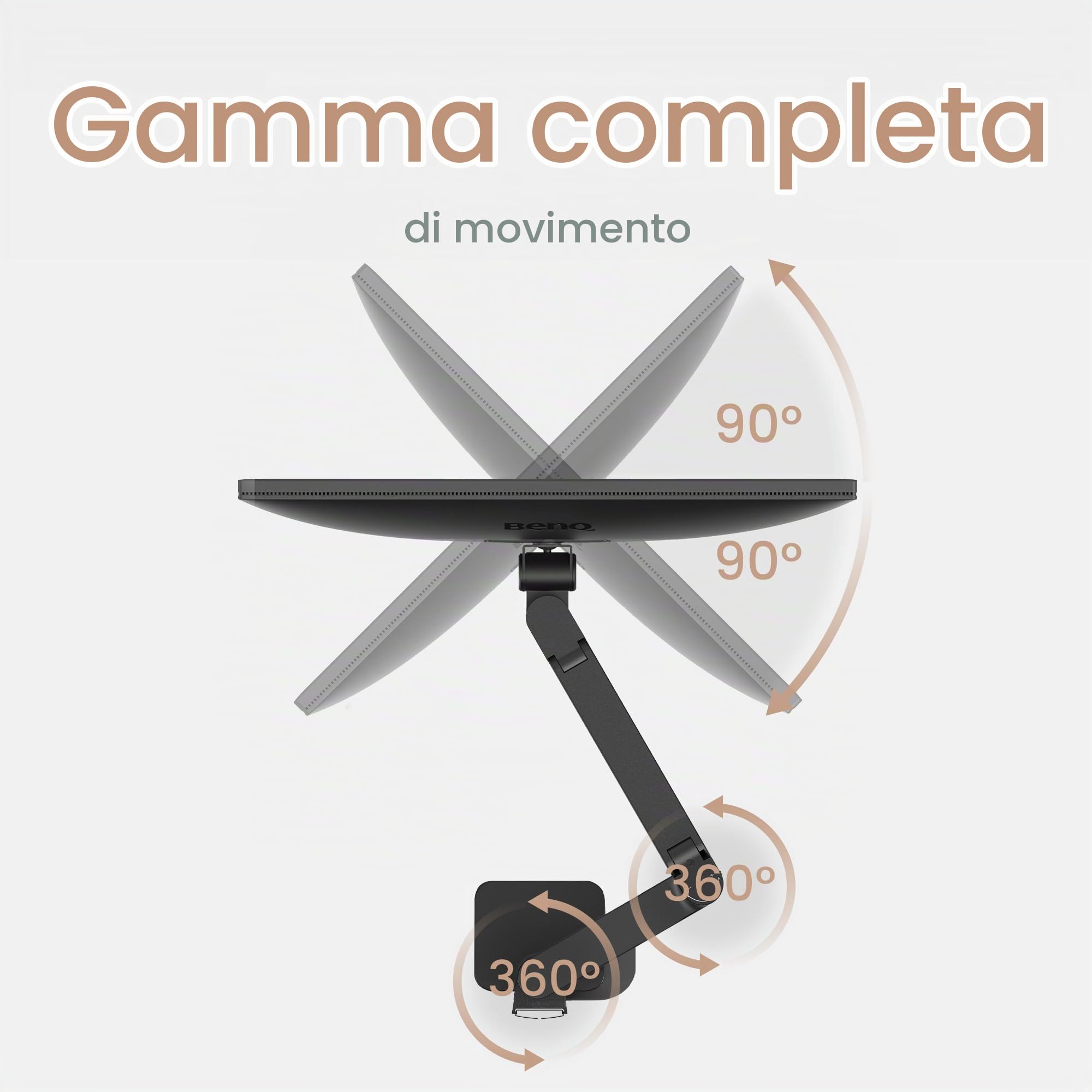 BenQ Ergo Arm BSL01 – Braccio per monitor, regolazione fluida, supporto da scrivania stabile, compatibile VESA (75×75, 100×100), supporta fino a 40" e 11 kg. Spessore scrivania 10~50 mm