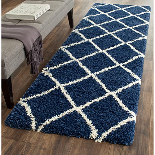 Image of Handwoven Microfibre 3D Rug for Living Room (Navy Blue, 2 X 6 Feet (Runner), Microfibre)